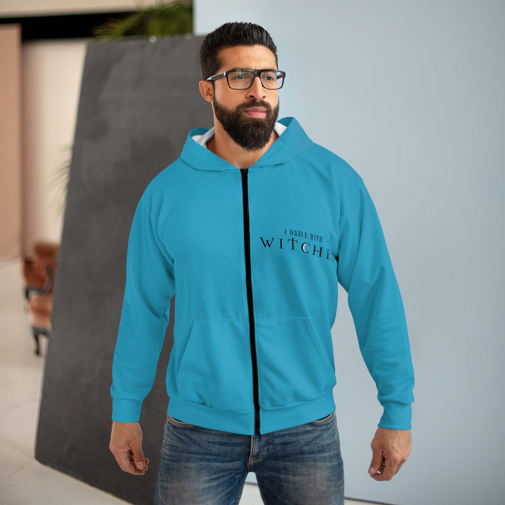 I Dance with Witches Unisex Zip Hoodie in Turquoise