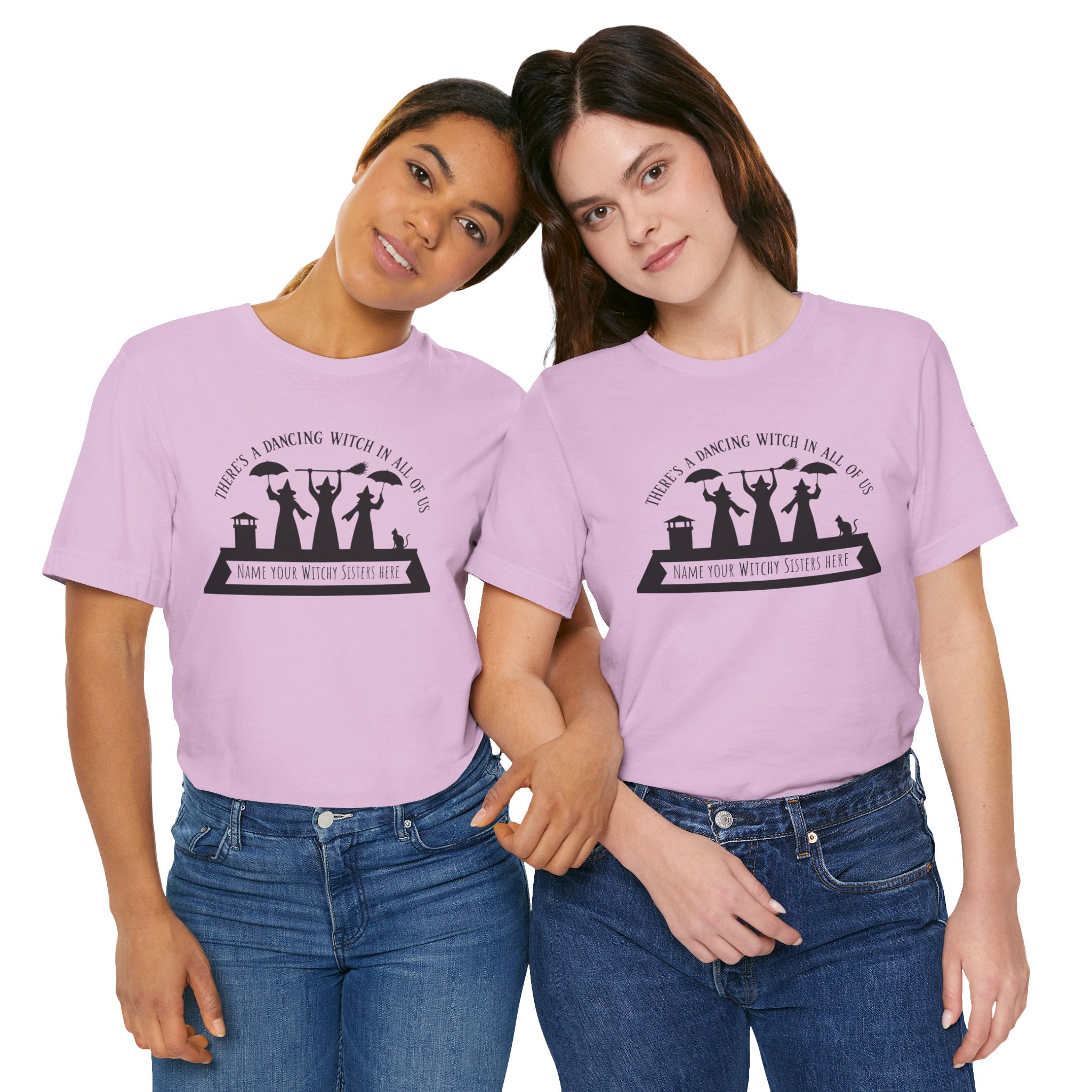 There’s a Dancing Witch in All of Us — Personalized Three Witches Dance Tee (lighter colors)