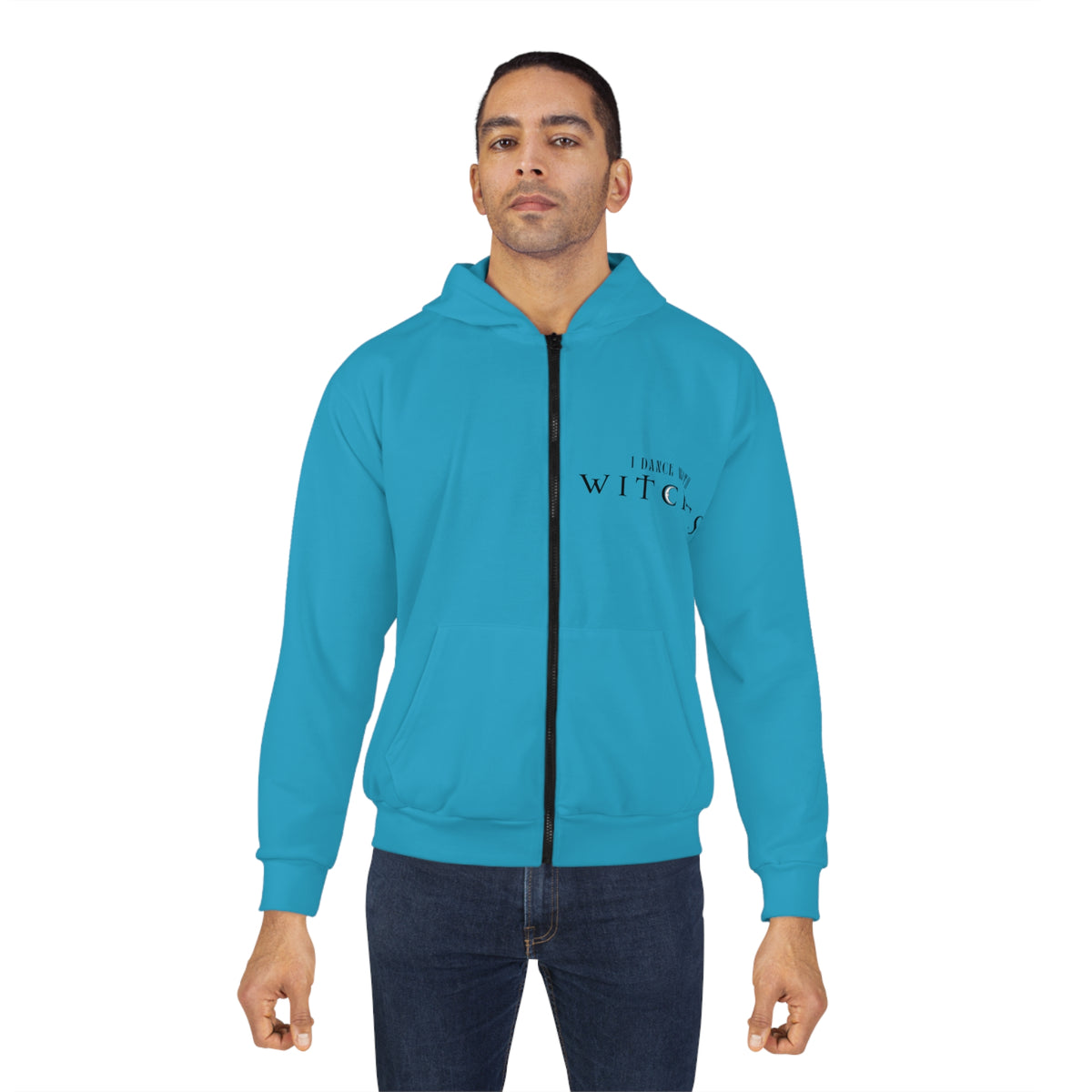 I Dance with Witches Unisex Zip Hoodie in Turquoise