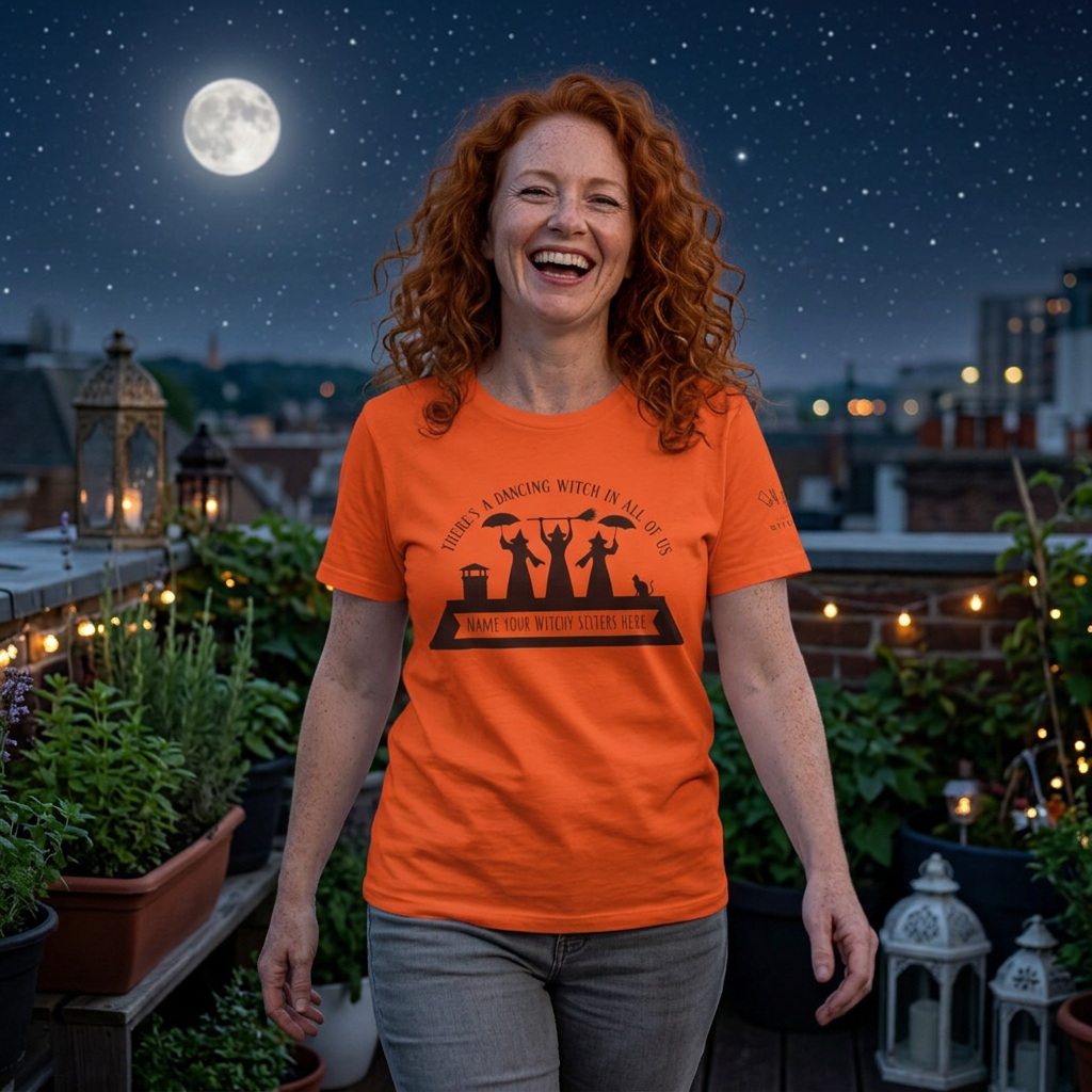 There’s a Dancing Witch in All of Us — Personalized Three Witches Dance Tee (lighter colors)