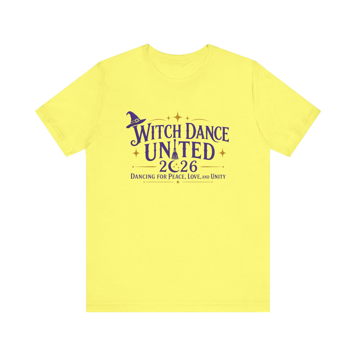 Global Fulfillment - Witch Dance United 2026 T-Shirt  Purple Lettering— Dancing for Peace, Love & Unity Tee