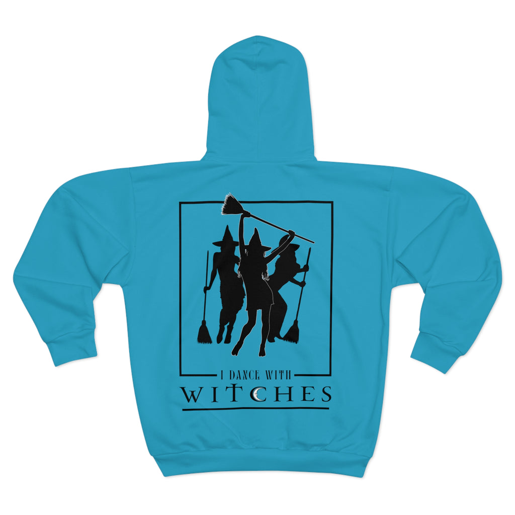 I Dance with Witches Unisex Zip Hoodie in Turquoise