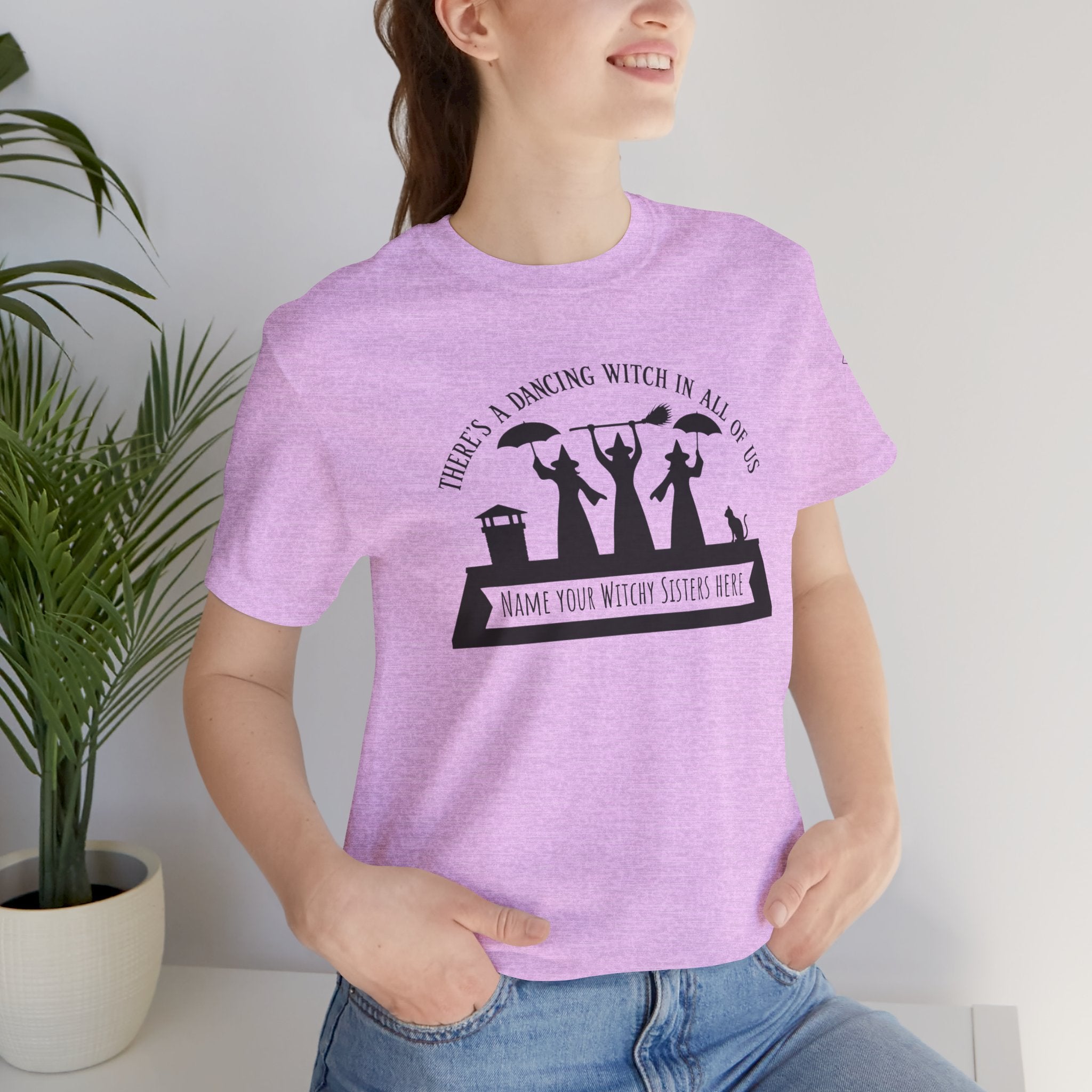 There’s a Dancing Witch in All of Us — Personalized Three Witches Dance Tee (lighter colors)